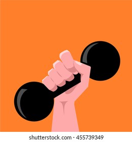 Hand holding weight vector.