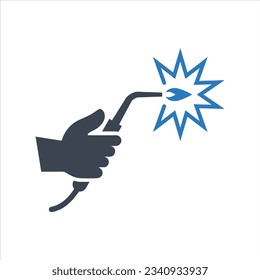 Hand holding a welding torch icon