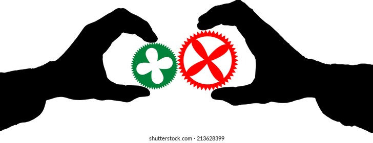 Hand holding a wheel