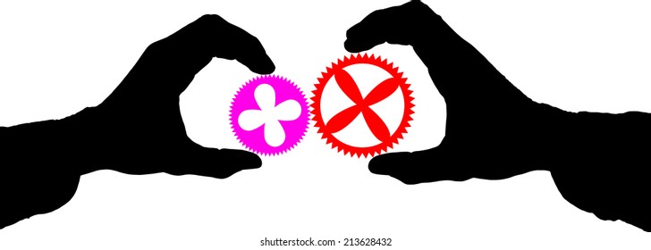 Hand holding a wheel