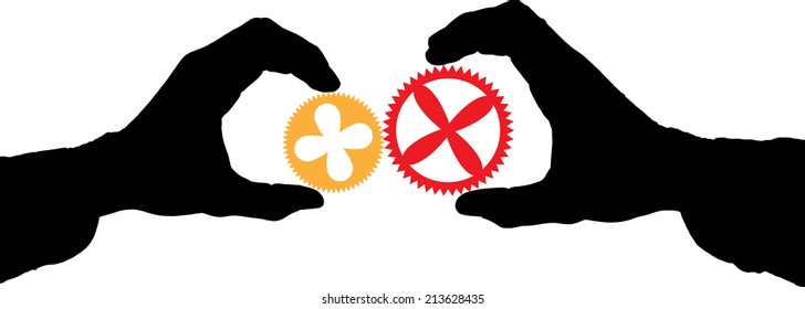 Hand holding a wheel