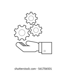 Hand holding wheels line icon