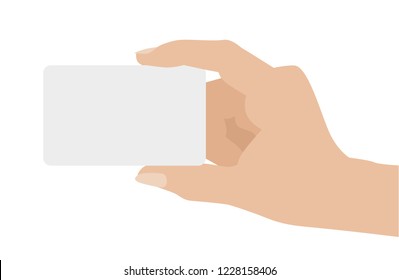 Hand Holding White Card, Isolated On White Background. Flat Design Vector Illustration