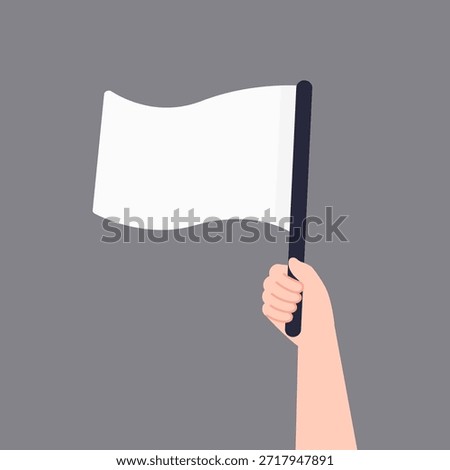 Hand holding a white flag. Failure, submission, surrender, loser, defeat, give up concepts. Flat character vector design isolated illustration.