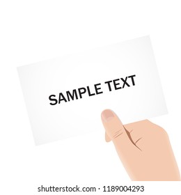 hand holding a white plate for applying text on a white background