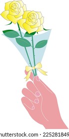Hand holding white roses for father's day gift