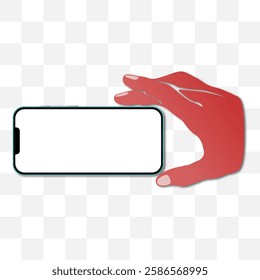 hand holding a white screen smartphone background
