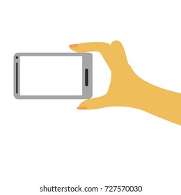 Hand - Holding White Smart Phone, Isolated on White
