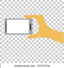 Hand - Holding White Smart Phone, at Transparent Effect Background
