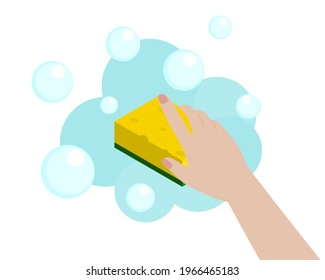 Hand Holding White Tissue Paper For Cleaning The Mirror. Icon Vector Illustration.