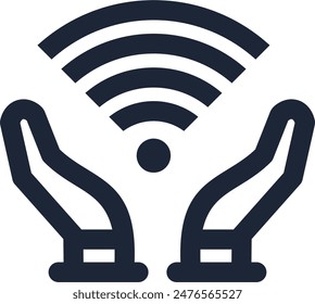 Hand halten WiFi-Symbol Vektorillustration, Technologie