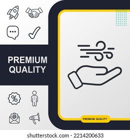 Hand holding wind icon graphic element. Modern design.