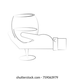 Hand holding wine cup icon vector illustration graphic design