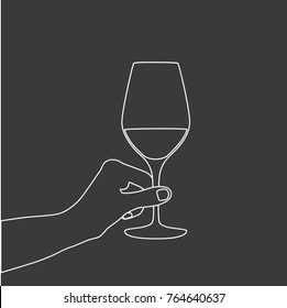 Hand holding a wine glass, vector illustration design. Hands collection.