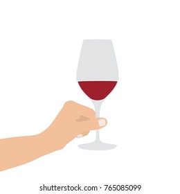 Hand holding a wine glass, vector illustration design. Hands collection.
