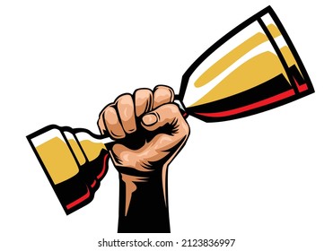 Mano sosteniendo el premio a la copa de trofeo