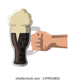 Hand holding wooden beer cup