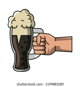 Hand holding wooden beer cup