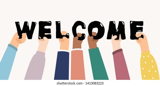 Hand Holding Word Welcome Concept Stock Vector (Royalty Free ...