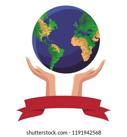 Hand holding world