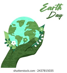 Hand holding the world , Earth day ilustration eco concept 