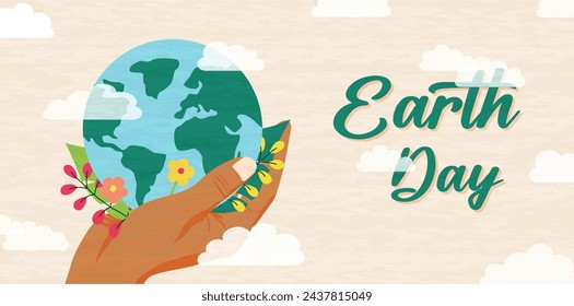 Hand holding the world , Earth day ilustration eco concept 