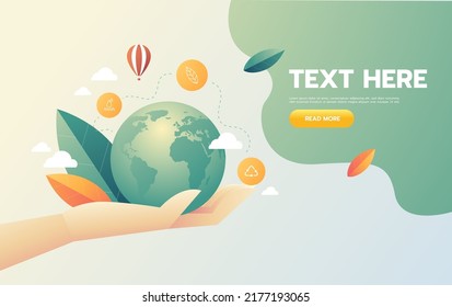 Hand holding world eco business icon concept.
