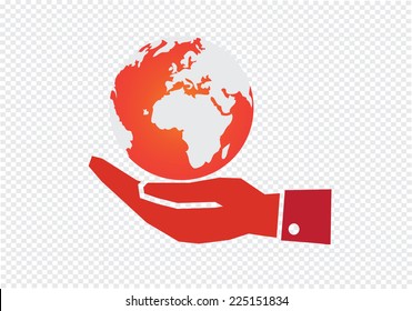 Hand holding world globe