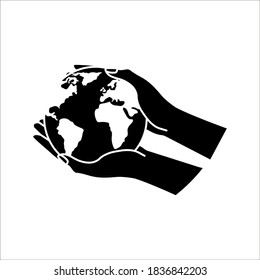 Hand holding world globe icon. Vector concept illustration for design. color editable.
