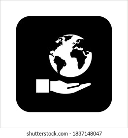 Hand holding world globe icon. Vector concept illustration for design. color editable.