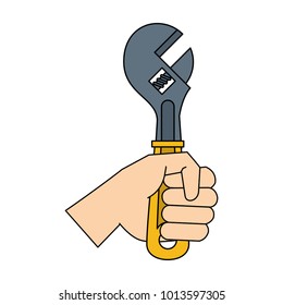 Hand holding wrench