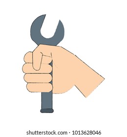 Hand holding wrench