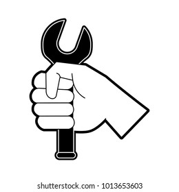 Hand holding wrench