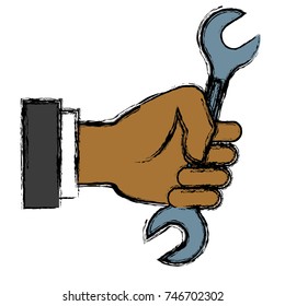 Hand holding wrench