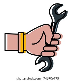 Hand holding wrench
