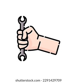 hand holding wrench design, labor day icon design