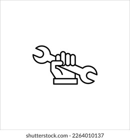 Icono de la llave de mano. Corredor de combinación. símbolo de reparación. Ilustración del vector sobre fondo blanco