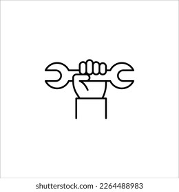 Icono de la llave de mano. Corredor de combinación. símbolo de reparación. Ilustración del vector sobre fondo blanco
