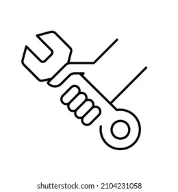 hand holding wrench icon for design and editing