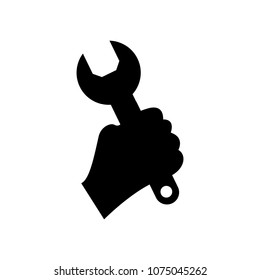 hand holding a wrench icon. Flat tools symbol for your web site design, logo, app, UI. Vector illustration 