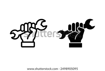 Hand holding wrench icon, Services icon, repair sign vector
