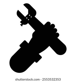 Hand Holding Wrench Icon for Tools and Repair Themes