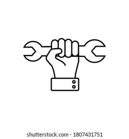 Hand holding wrench icon vector illustration