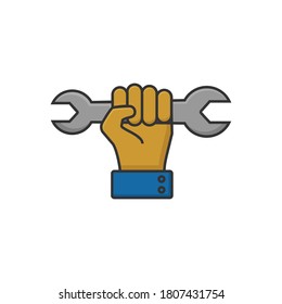 Hand holding wrench icon vector illustration
