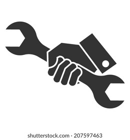 Hand Holding A Wrench Icon. Vector Illustration 