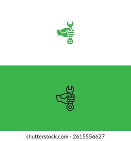 Hand Holding Wrench logo with two background. 