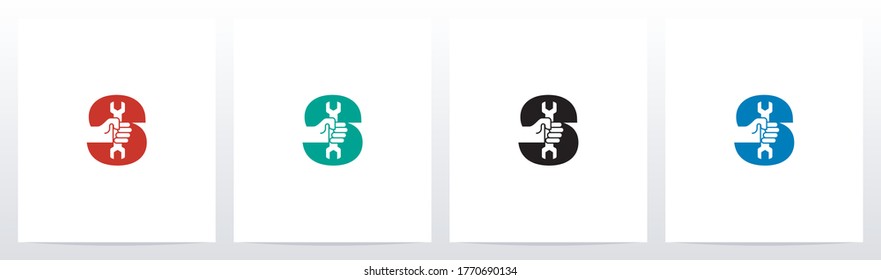 Hand Holding Wrench On Letter Logo Design S