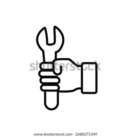 Hand Holding Wrench - A Simple Vector Icon for Repair Services