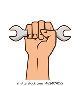 hand holding a wrench tool