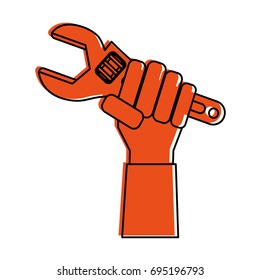 hand holding wrench tool icon image 